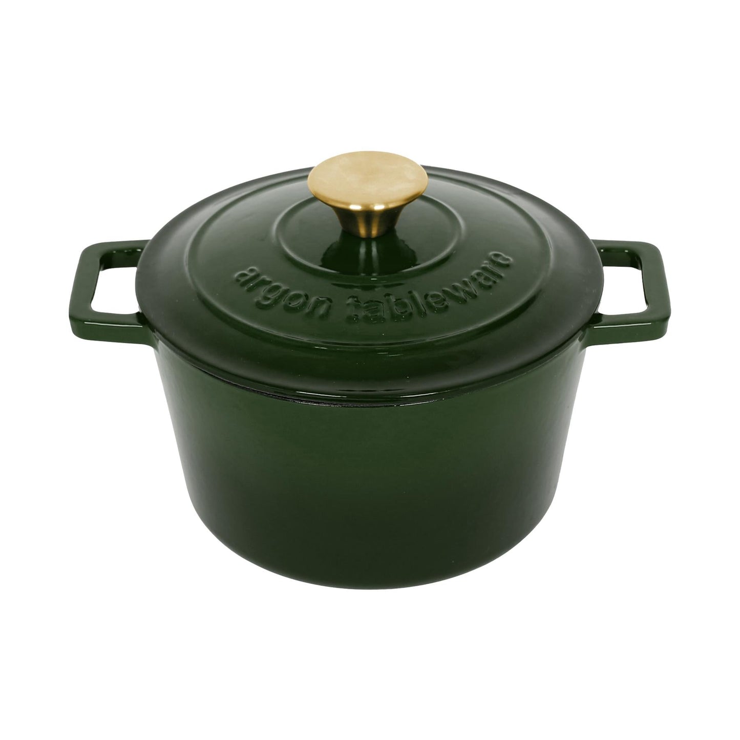 2.8L Dark Green Round Cast Iron Casserole Dish
