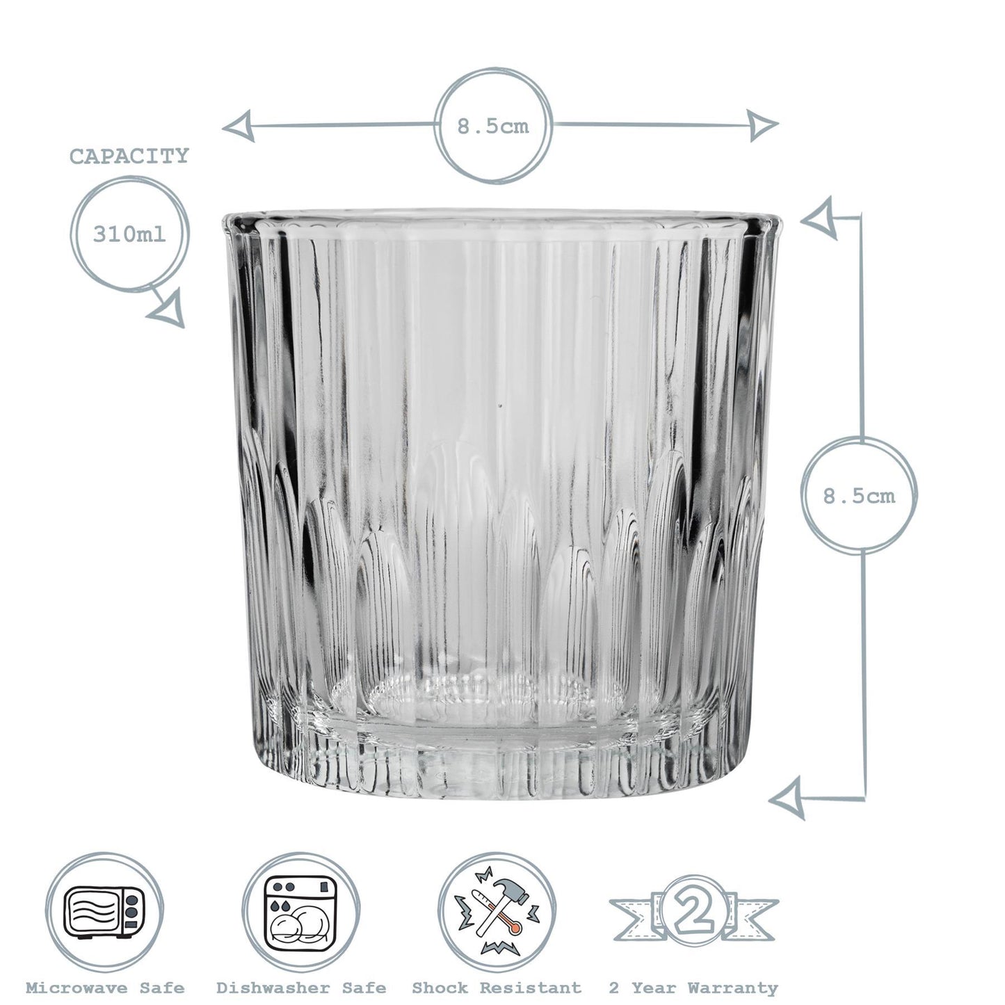 310ml Manhattan Whisky Glasses - Pack of Six