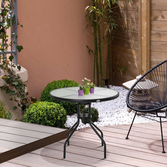 Bistro Table Outdoor Round Dining Coffee Table with Parasol Hole