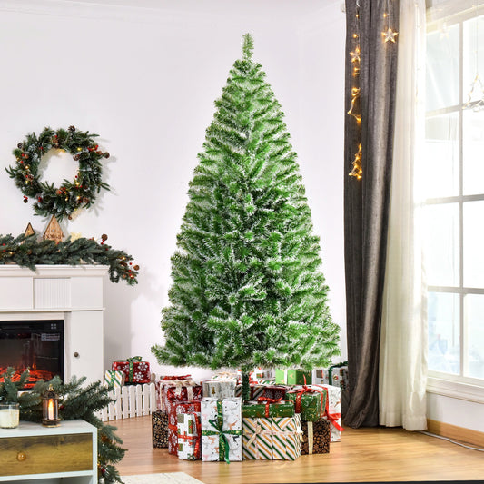 Homcom 7FT Indoor Christmas Tree Artificial Decoration Xmas Gift with Metal Stand Branch Tips