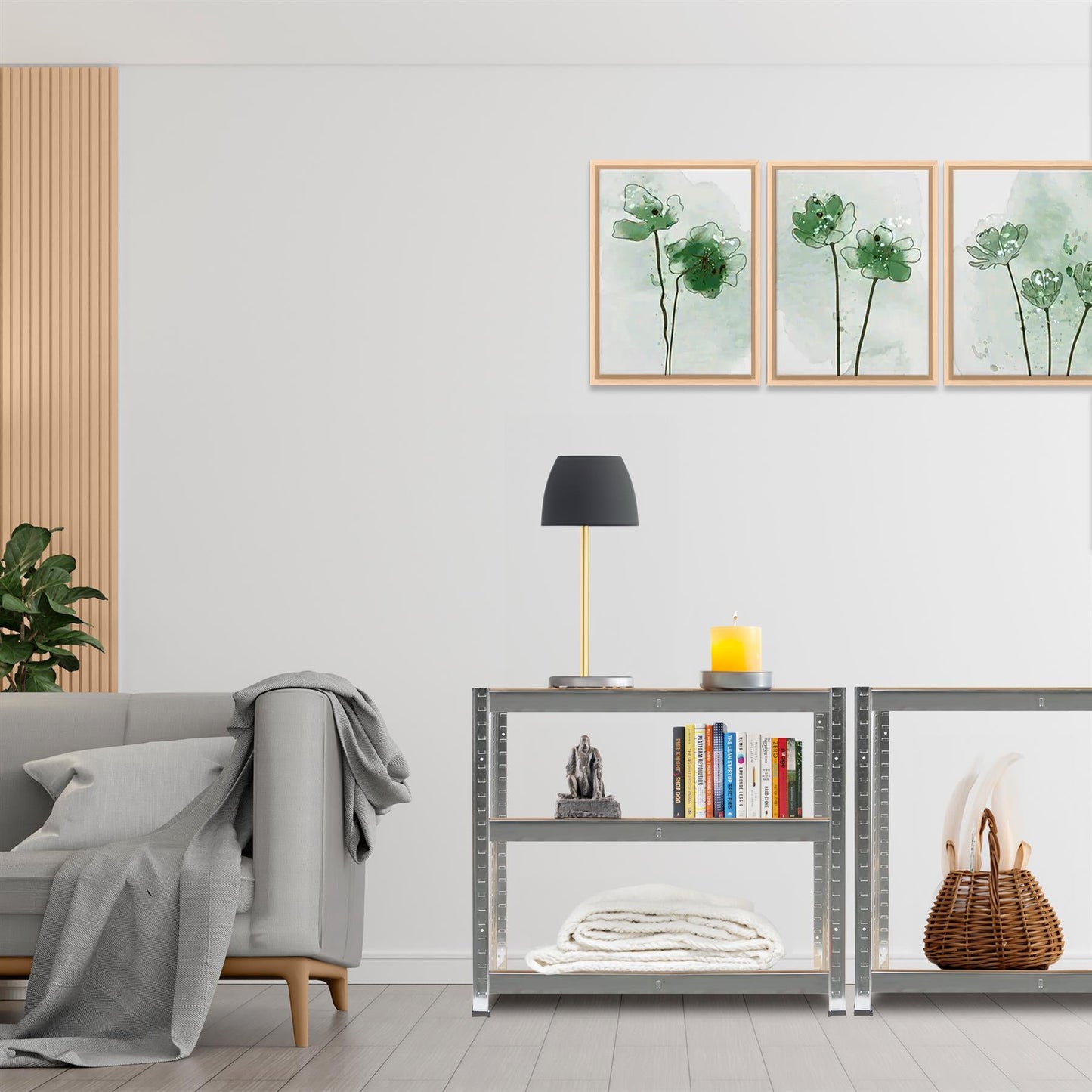 2pc 5-Tier Steel Garage Shelving Units Set - 75 x 30 x 150cm - Galvanised