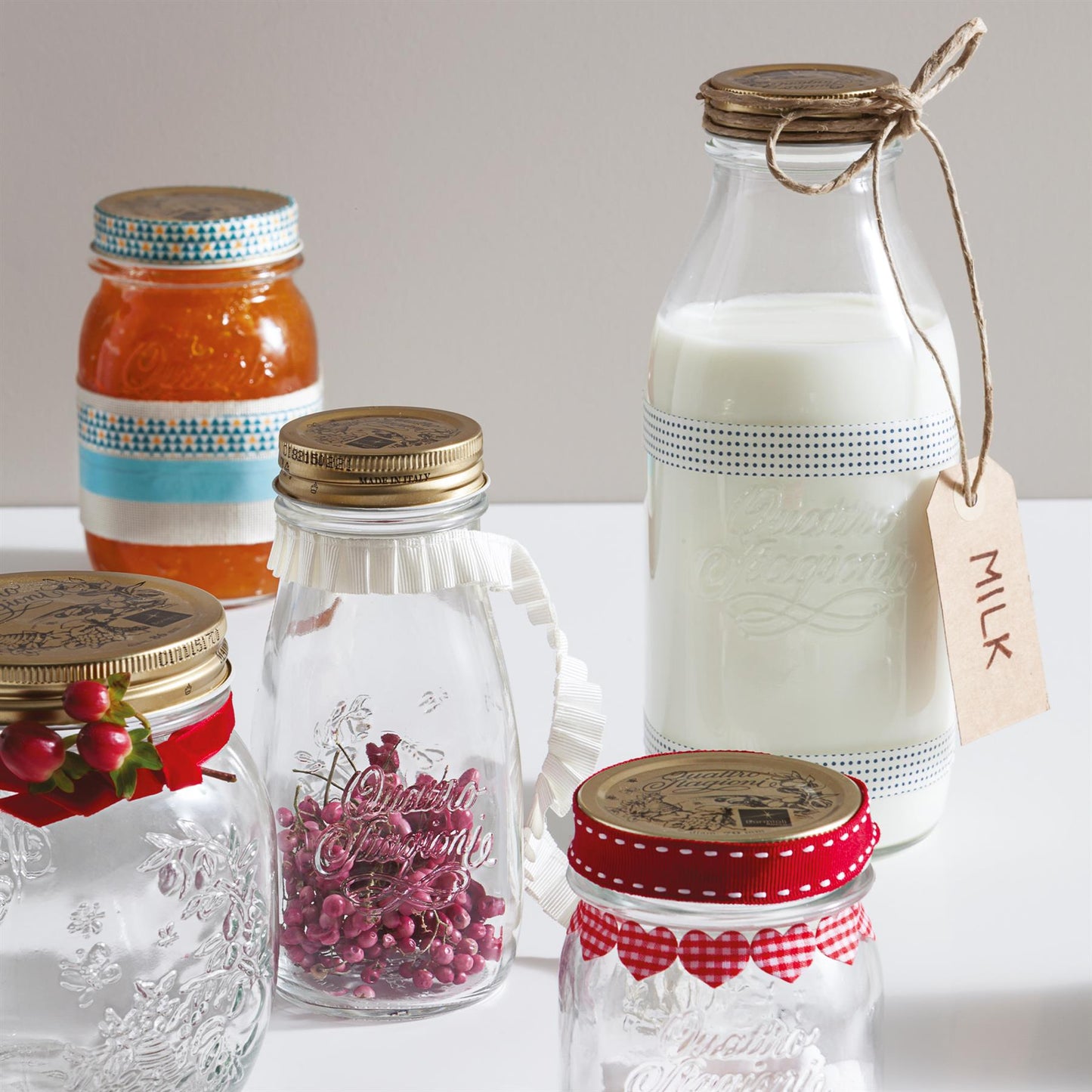 400ml Quattro Stagioni Glass Bottle with Screw Top Lid