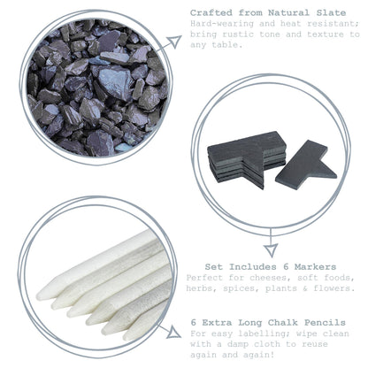 6pc Slate Plant Markers Set with Chalk Pencils