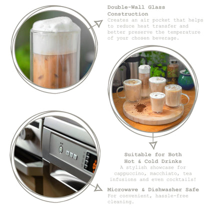 360ml Double-Walled Glass Mugs Set - Pack of 2