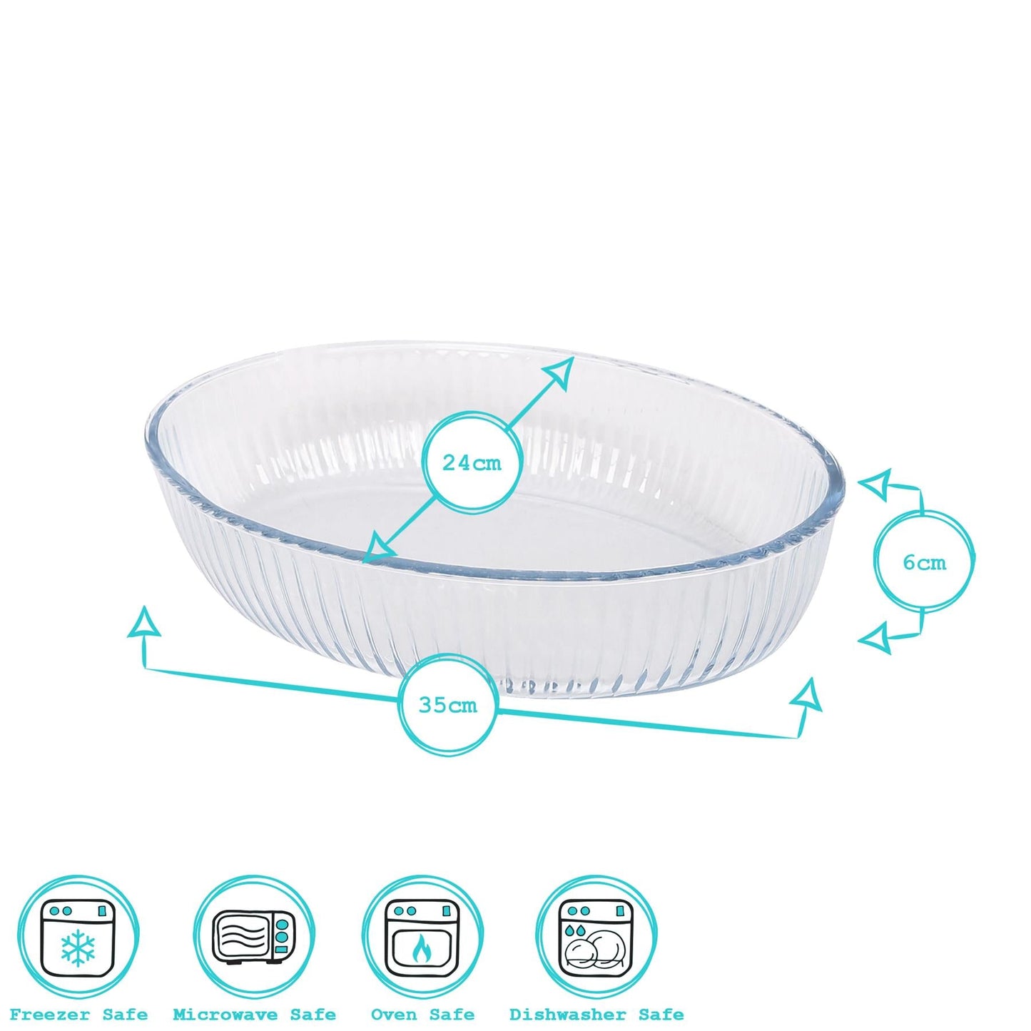 Optical Oval Glass Oven Dish - 35cm x 24cm