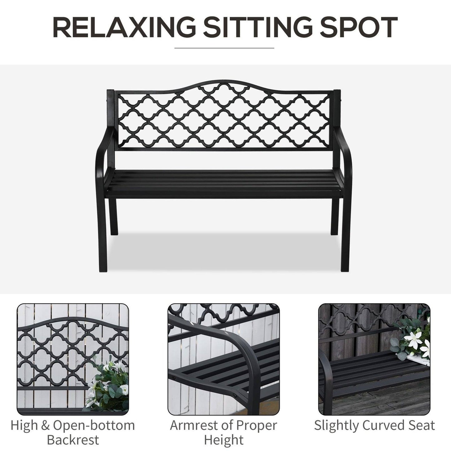 2 Seater Garden Bench Antique Loveseat for Yard