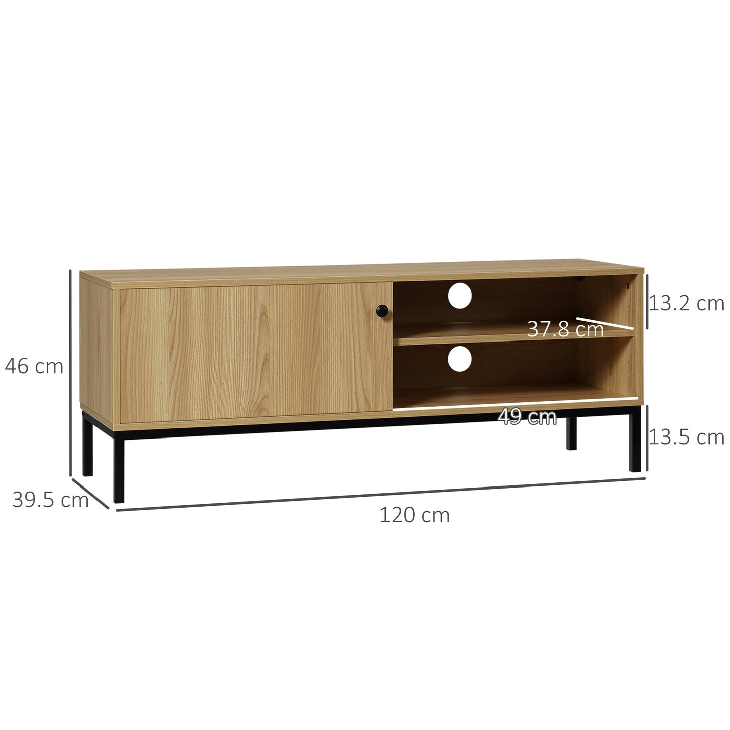 HOMCOM TV Stand Cabinet with Sliding Door for Living Room Natural