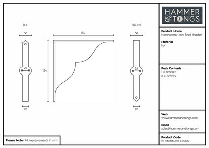 155mm Honeycomb Iron Shelf Bracket