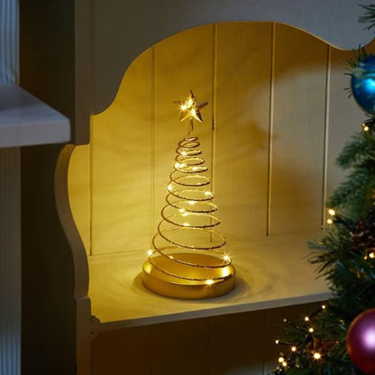 Set of Two LED Gold Spiralite Trees