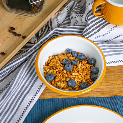16cm White Enamel Bowls - Pack of Six