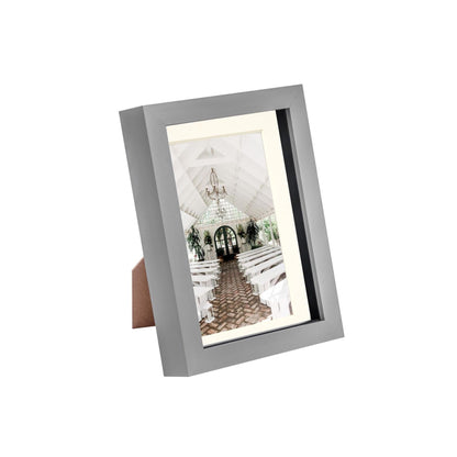 5" x 7" Grey 3D Box Photo Frame - with 4" x 6" Mount