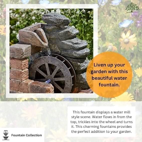 Heywood Mill Garden Solar Water Fountain Water Feature