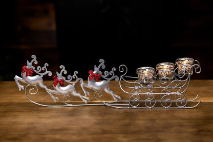 Glass Flying Reindeer Candle Holder