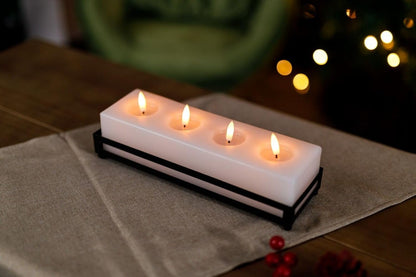 4 Wick LED Christmas Table Candle Block