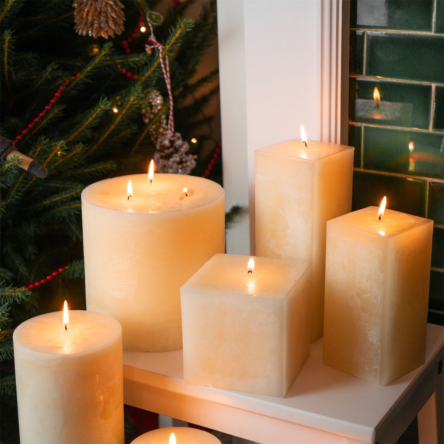 15cm Triple Wick Vanilla Round Pillar Candle