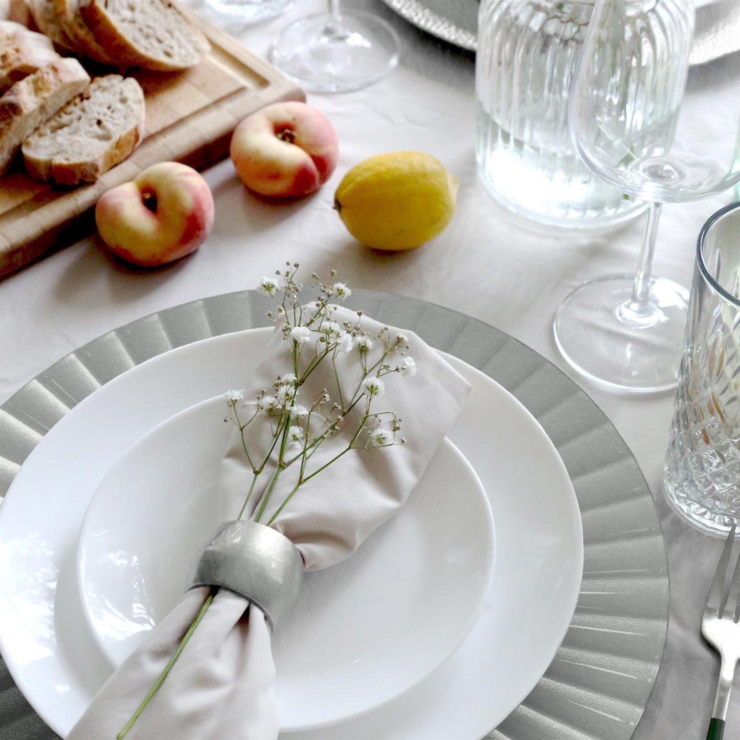 12pc Round Fluted Charger Plates Set - 33cm