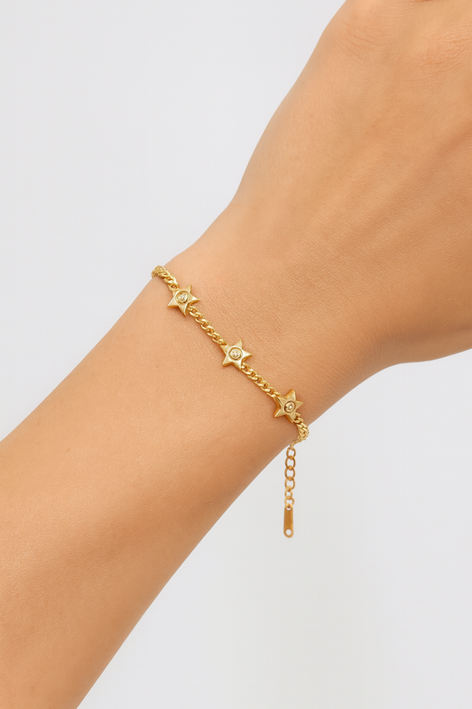 Stevie Luxe 18k Gold Plated Star Charm Bracelet