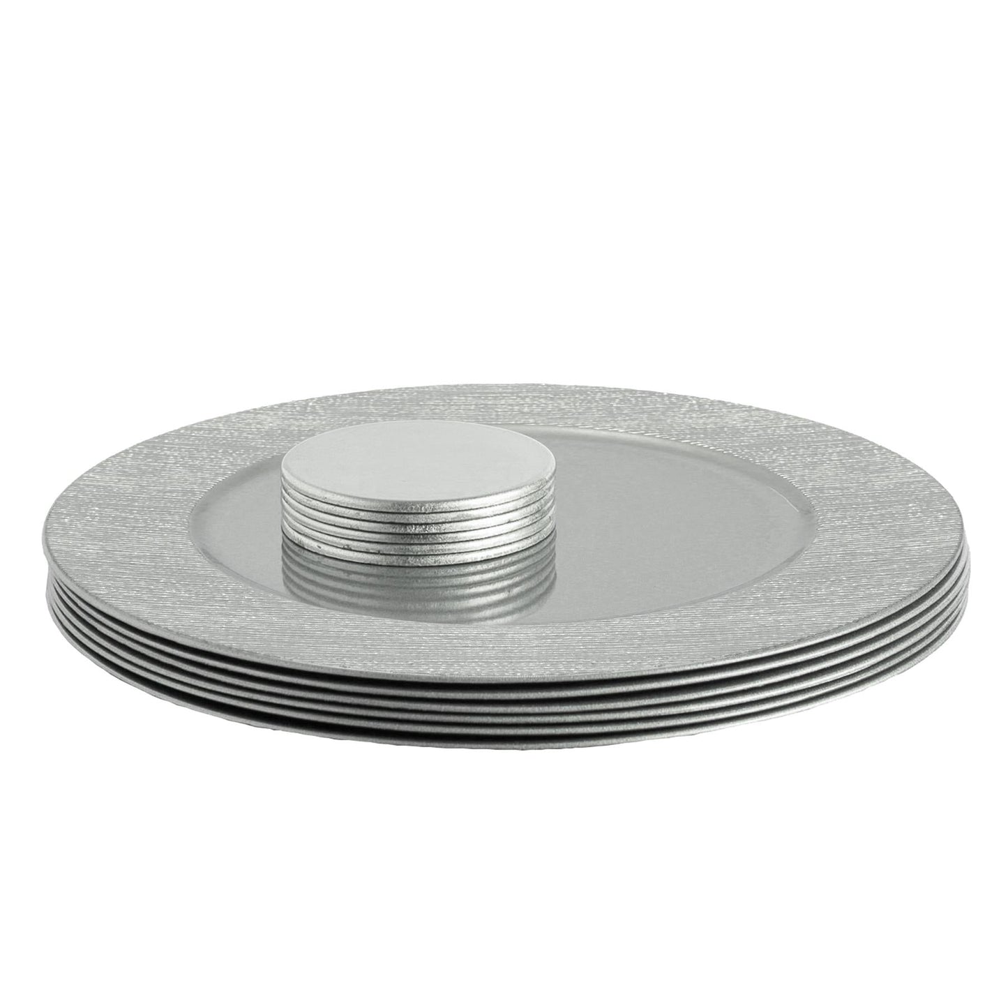 12pc Round Ribbed Charger Plates Set - 33cm