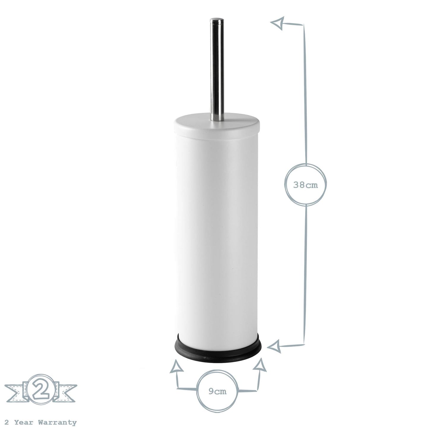 Matt Blue Round Stainless Steel Toilet Brush & Holder