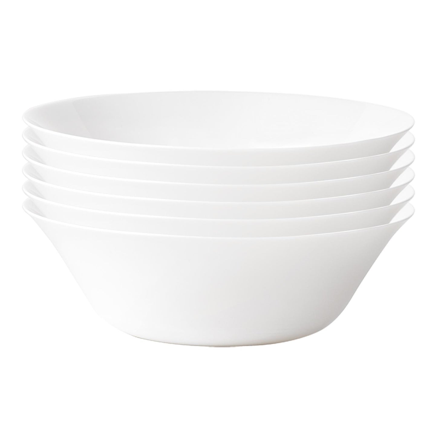 27cm White Moon Glass Salad Bowls - Pack of Six