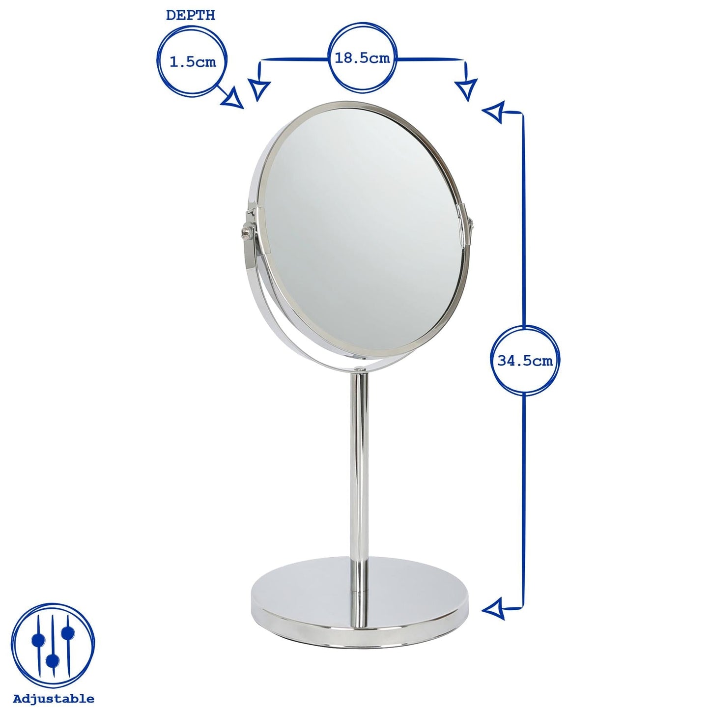 18.5cm x 34.5cm Gold Pedestal Mirror