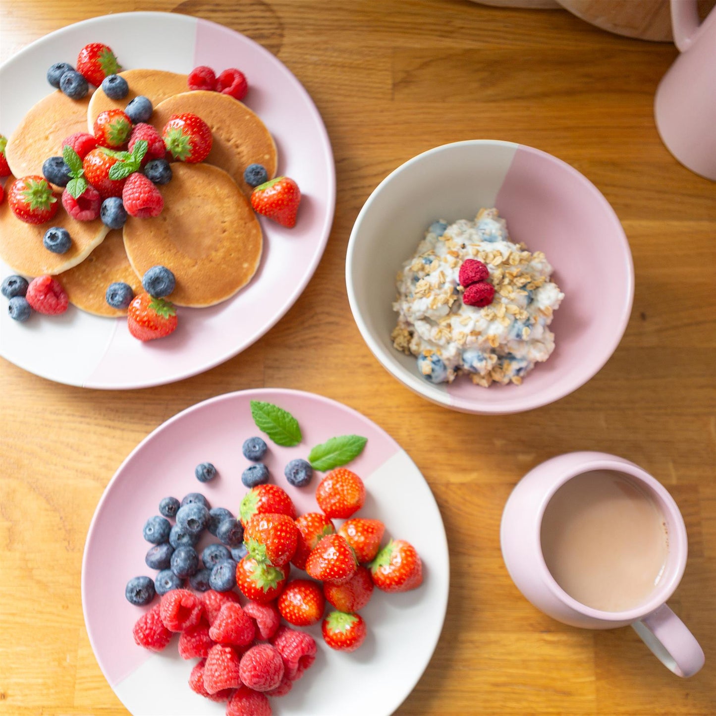 340ml Multicoloured Colour Block Stoneware Sphere Mugs - Pack of Four