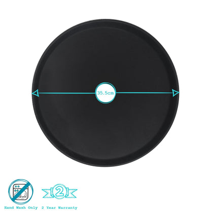 Black 35.5cm Round Non-Slip Serving Tray