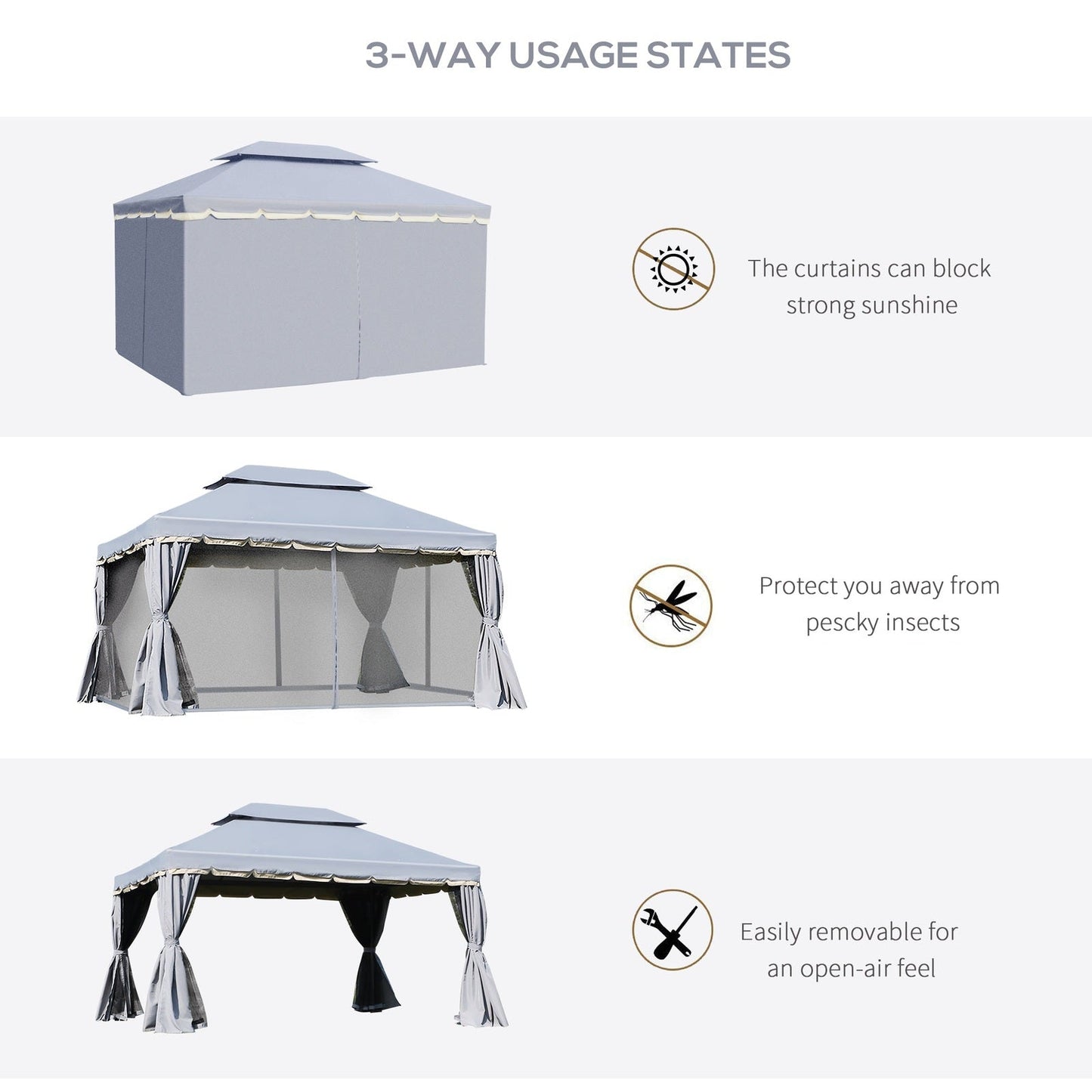 3 x 4m Aluminium Garden Gazebo