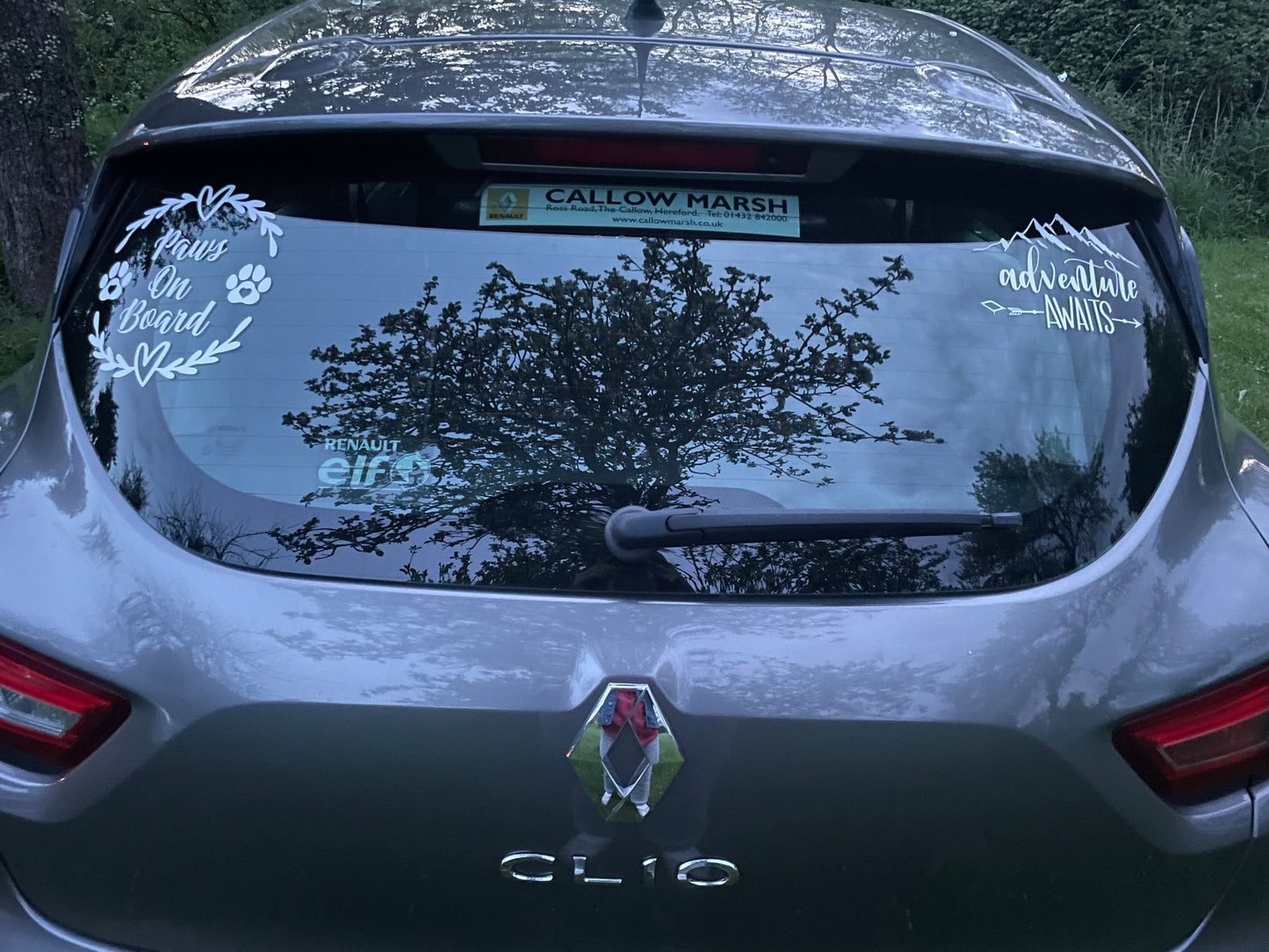 Paws On Board Heart Wreath Car Window Sticker