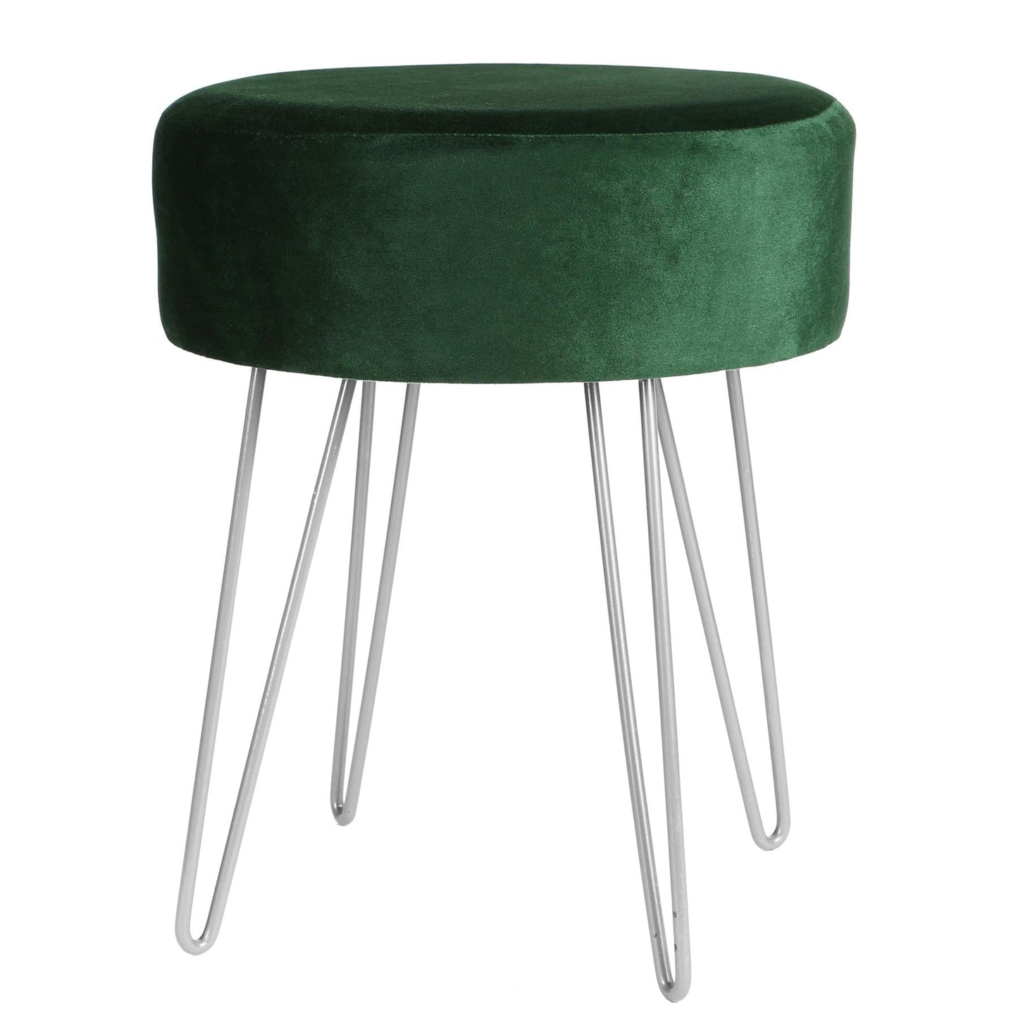 Green Round Velvet Footstool
