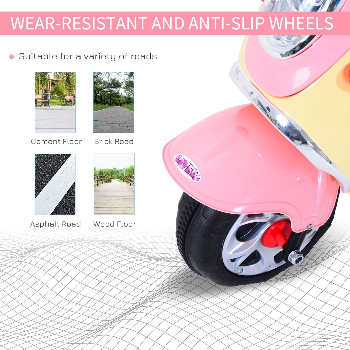 Plastic Music Playing Electric Ride-On Motorbike w/ Lights Pink