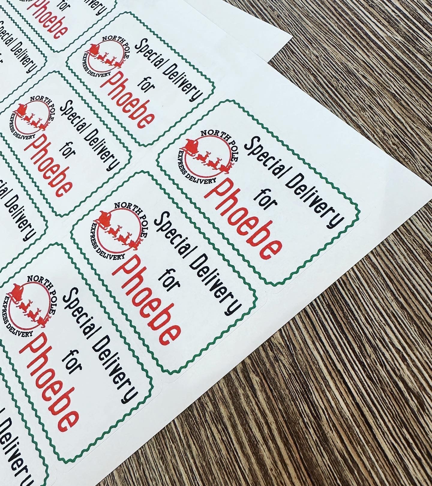 Sheet Of 21 Personalised Name North Pole Express Christmas Present Stickers Gift Labels Christmas stickers
