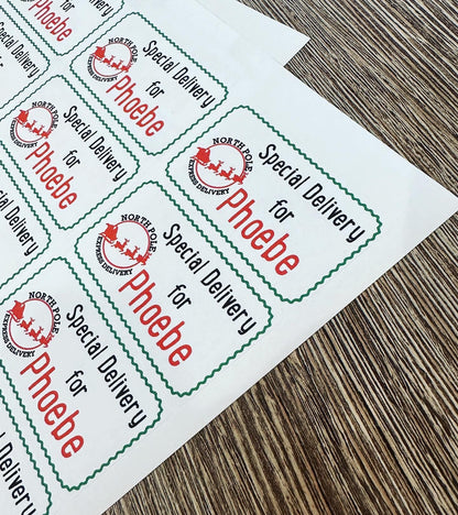 Sheet Of 21 Personalised Name North Pole Express Christmas Present Stickers Gift Labels Christmas stickers
