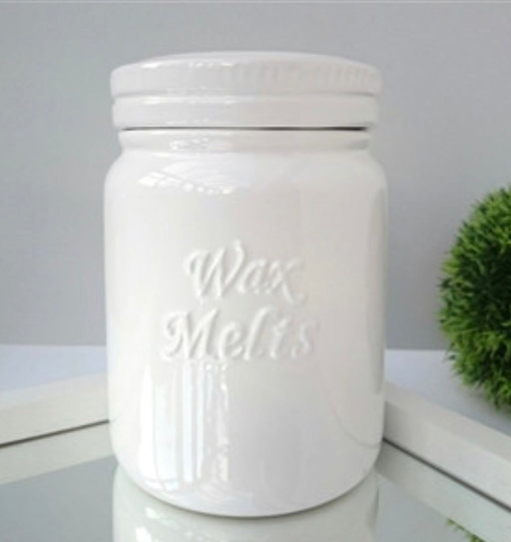 Ceramic wax melts storage jar - white