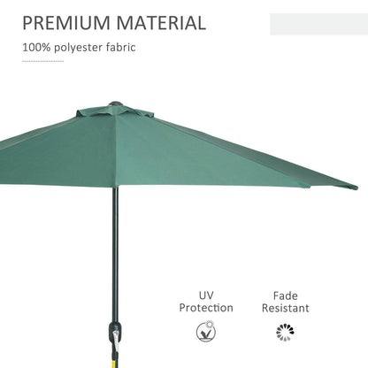 3M Half Round Parasol Umbrella Balcony Metal Frame Outdoor NO BASE Green