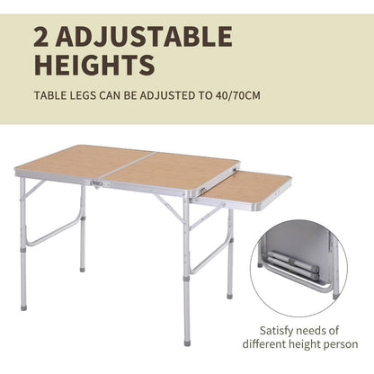 3ft Aluminium Medium-density fibreboard-Top Folding Picnic Table Portable Camping Table