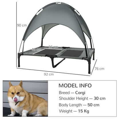 Pawhut Raised Dog Bed Waterproof Elevated Pet Cot With Breathable Mesh Uv Protection Canopy Grey