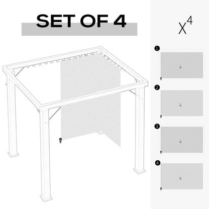 Outsunny 4 Pack Universal Gazebo Replacement Sidewalls Privacy Panel For Most 3 X 4M Gazebo Canopy Pavilion Outdoor Shelter Curtains Accessories Light Grey