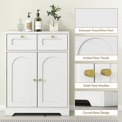 HOMCOM Bathroom Floor Cabinet, Bathroom Storage Unit with 2 Doors, White