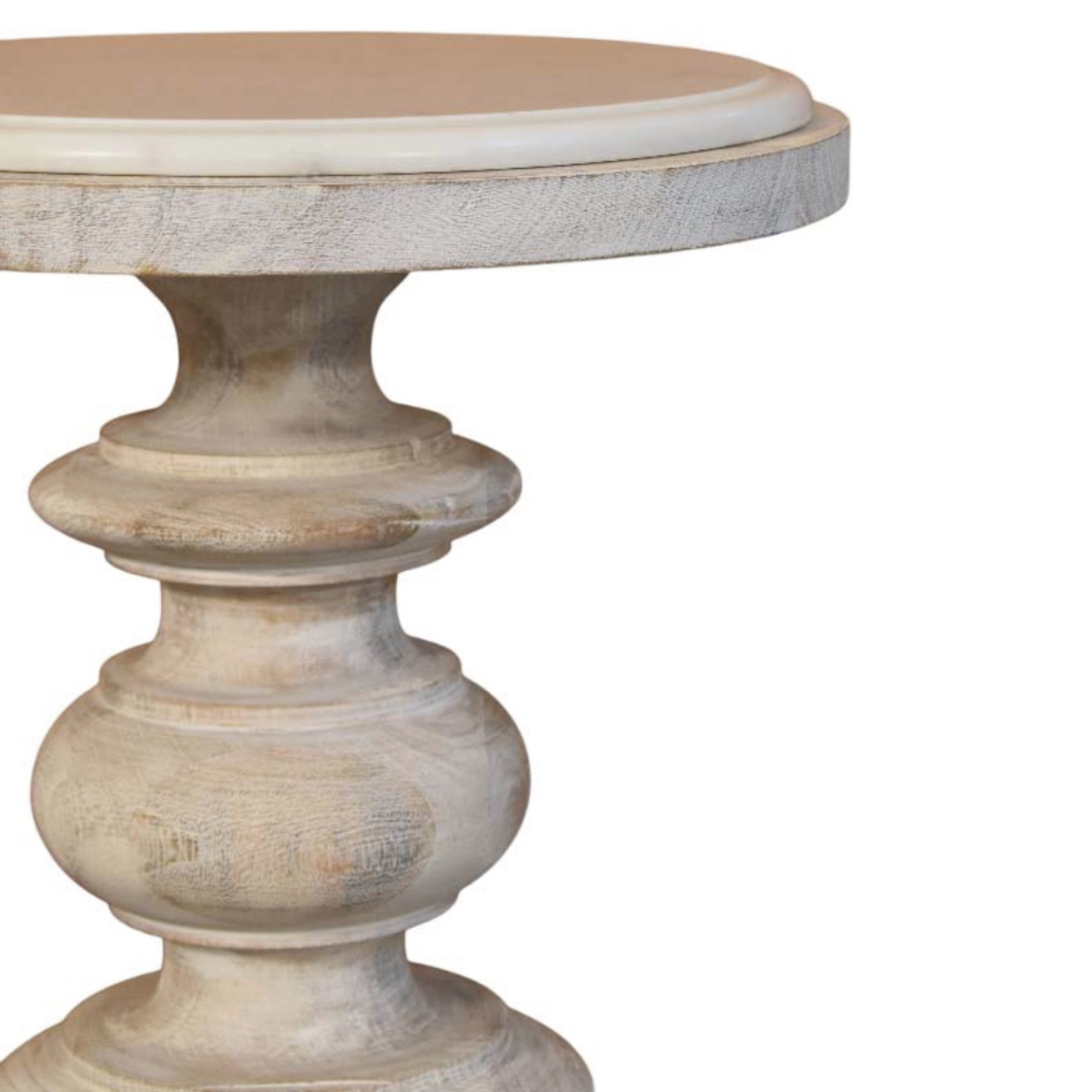 Artisan Furniture Solid Wood The Bellis Marble Accent Table, Beige