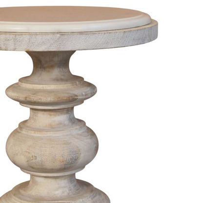 Artisan Furniture Solid Wood The Bellis Marble Accent Table, Beige