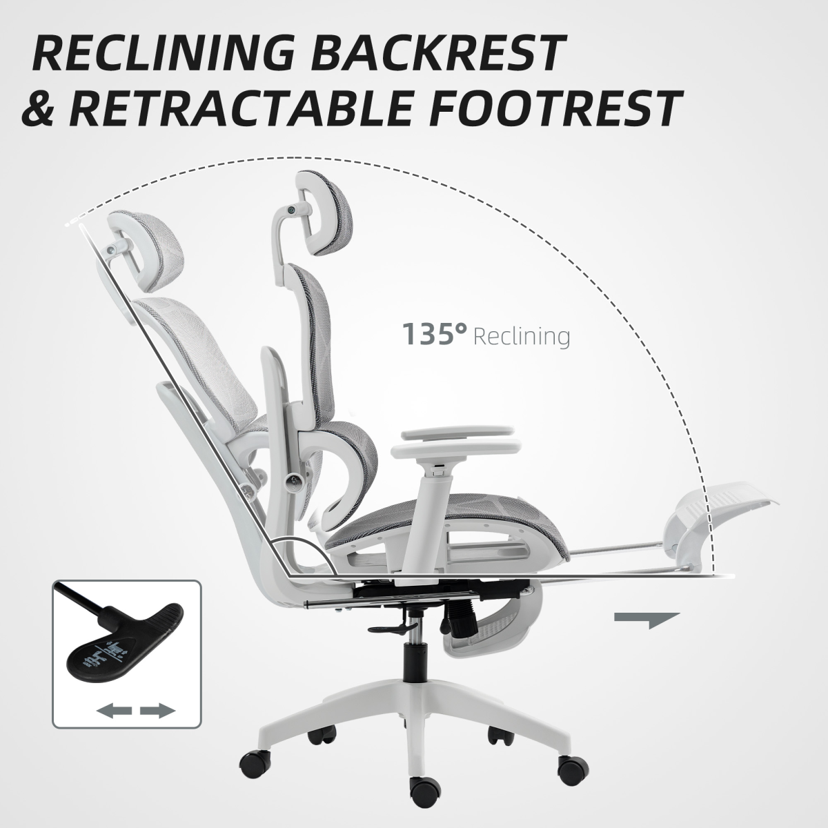 HOMCOM Ergonomic Office Chair Swivel Computer Chair with 3D Armrest Grey