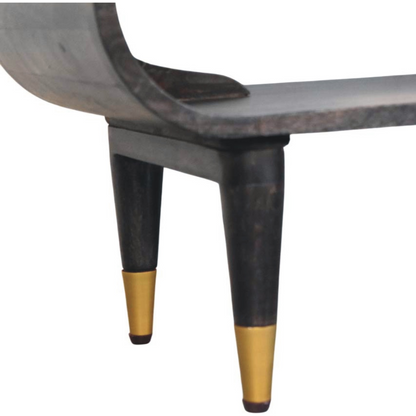 Artisan Furniture Solid Wood Curved Edge Media with Brass Accents, 1 Open Slot, Dark Brown