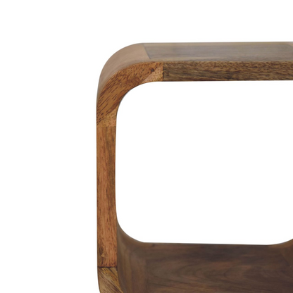 Artisan Furniture Solid Wood Extra Mini Minimalist Open Curved Oak-ish Bedside