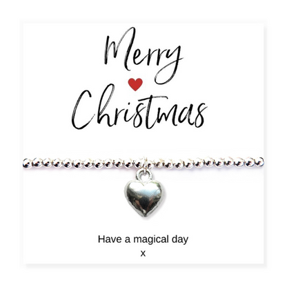 Merry Christmas Mini Gift Hamper with Silver Heart Bracelet