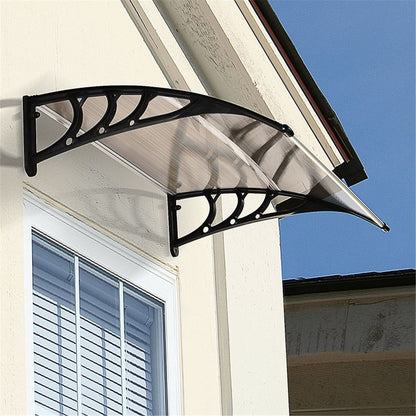 Outsunny Door Canopy (Brown Sheet & Black Bracket) 75 L x 120 W x 23 H cm