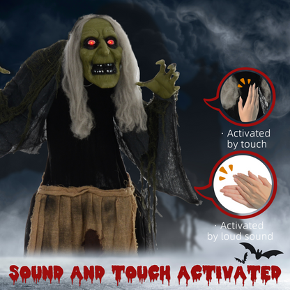 HOMCOM Halloween Witch Animatronic Prop with Sound Activated