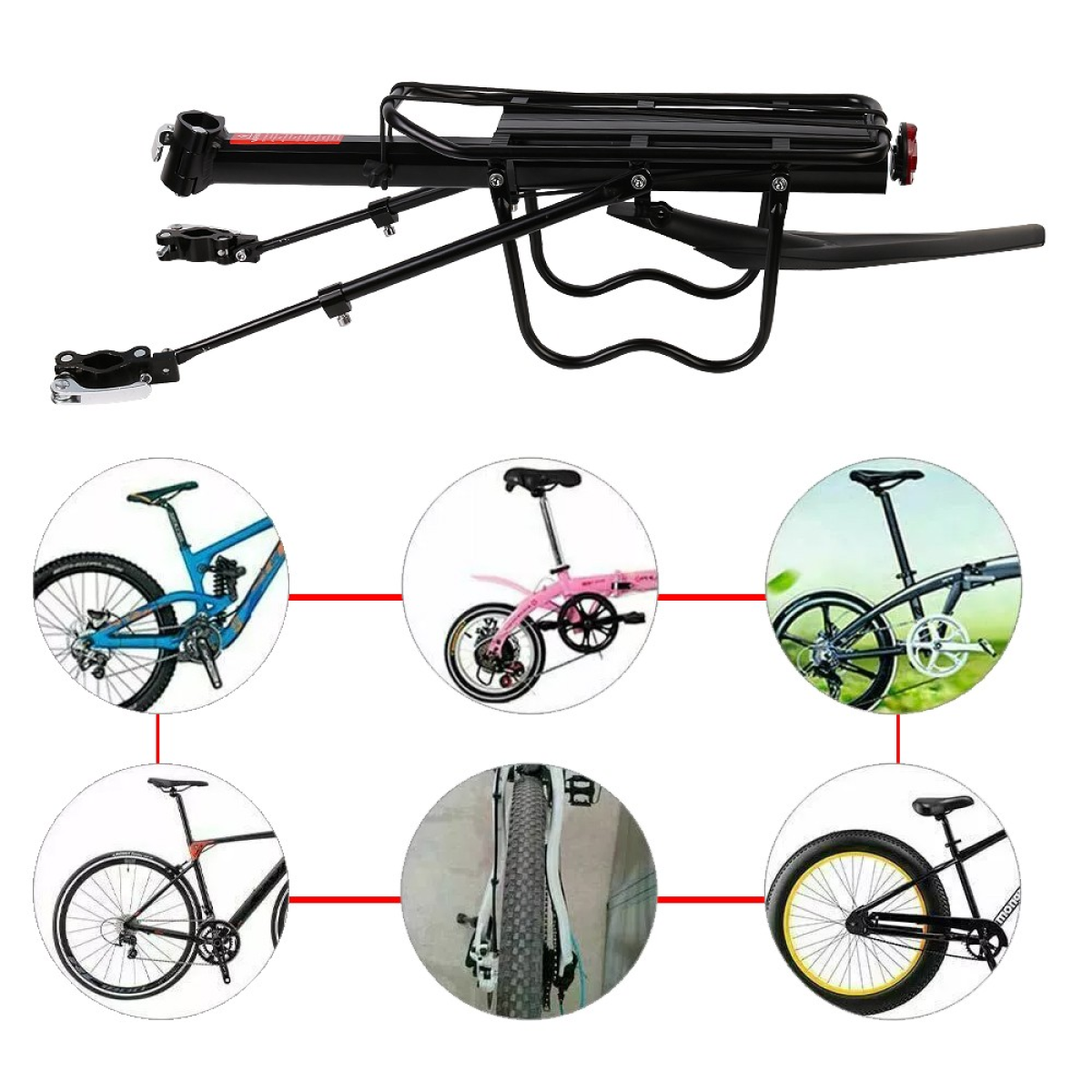 Aluminum Alloy Bicycle Rear Pannier Rack Mountain Bike Rear Carrier with Adjustable Fender