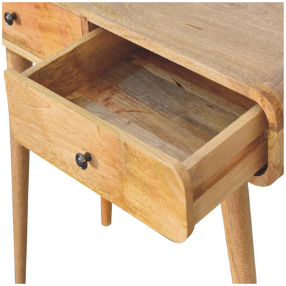 Artisan Furniture Solid Wood Oak-ish Curved Hallway Table, 2 Drawers, Brown