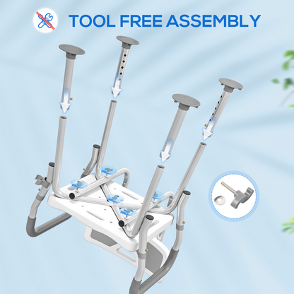 HOMCOM Padded Shower Stool with Arms and Back, 4 Suction Foot Pads, Grey